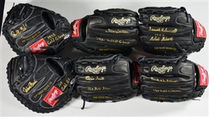 Lot of Six (6) Hall of Famers Signed Rawlings Gold Glove Model Baseball Gloves 